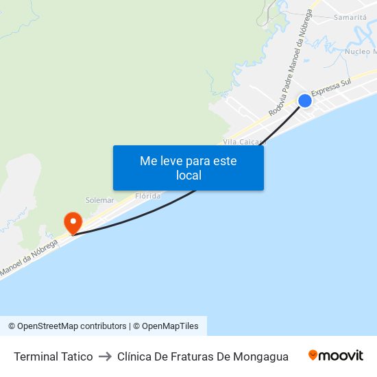 Terminal Tatico to Clínica De Fraturas De Mongagua map