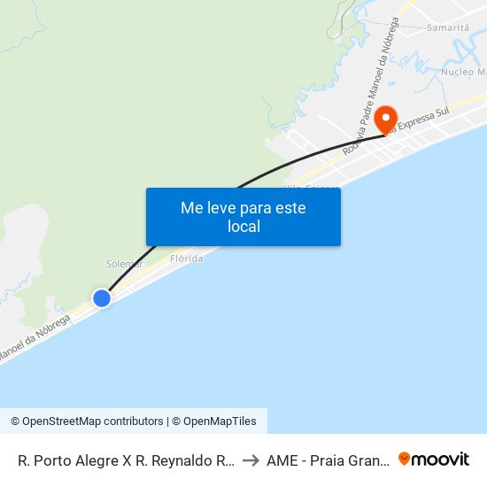 R. Porto Alegre X R. Reynaldo Reis to AME - Praia Grande map