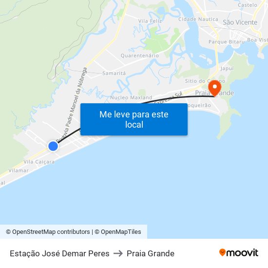 Estação José Demar Peres to Praia Grande map