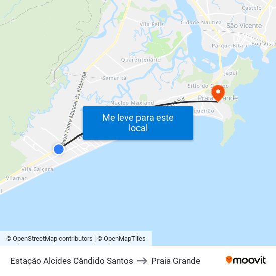 Estação Alcides Cândido Santos to Praia Grande map