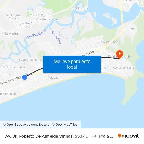 Av. Dr. Roberto De Almeida Vinhas, 5507 - Vila Tupi, Praia Grande to Praia Grande map