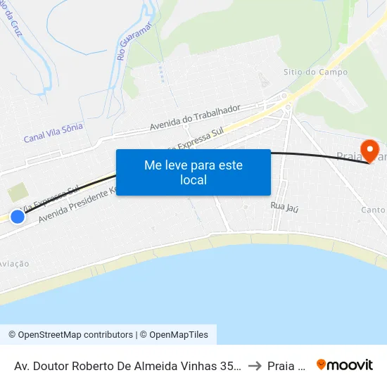 Av. Doutor Roberto De Almeida Vinhas 3591 - Aviação, Praia Grande to Praia Grande map