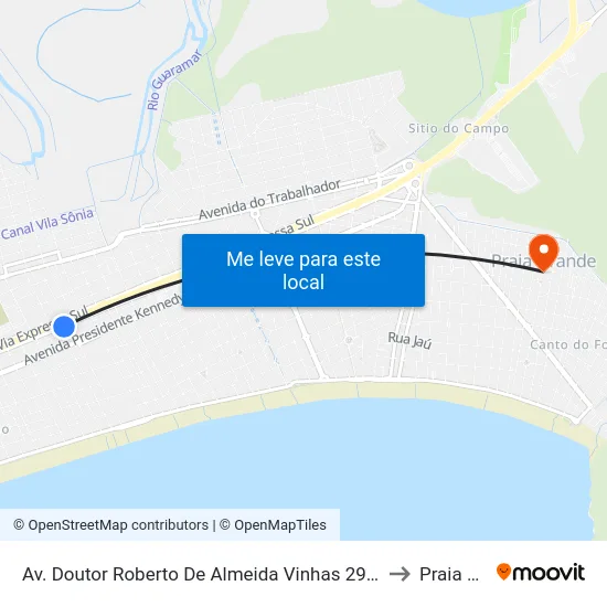 Av. Doutor Roberto De Almeida Vinhas 2904 - Aviação, Praia Grande to Praia Grande map