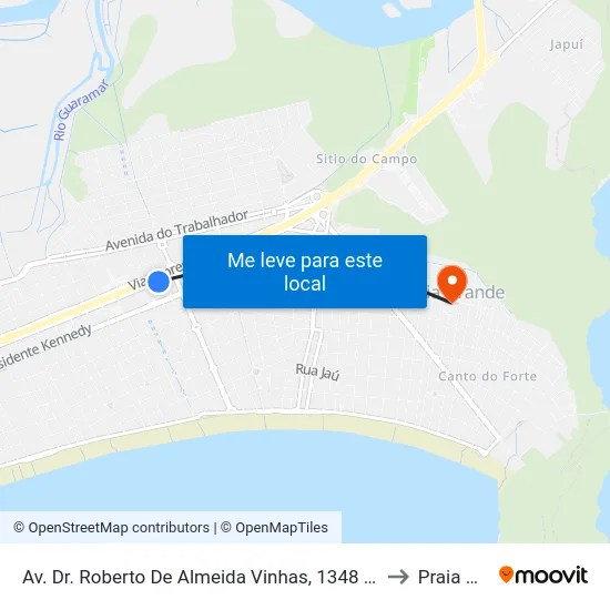Av. Dr. Roberto De Almeida Vinhas, 1348 - Vilamar, Praia Grande to Praia Grande map