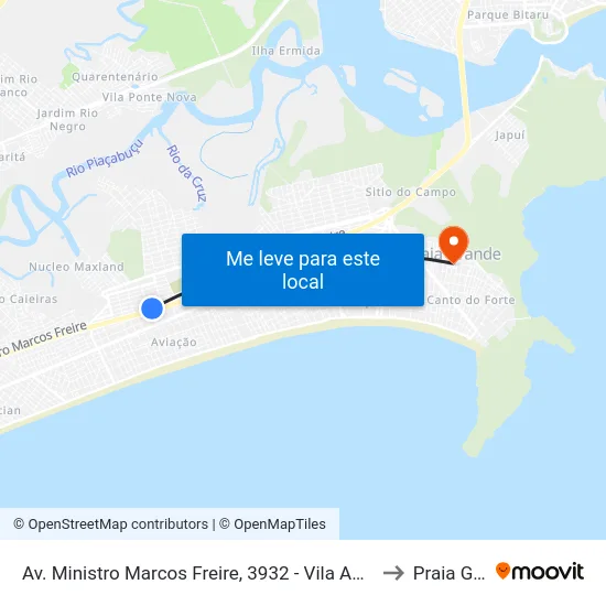 Av. Ministro Marcos Freire, 3932 - Vila Antartica, Praia Grande to Praia Grande map