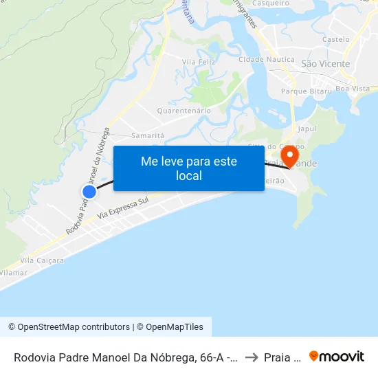 Rodovia Padre Manoel Da Nóbrega, 66-A - Balneario Flórida, Praia Grande to Praia Grande map