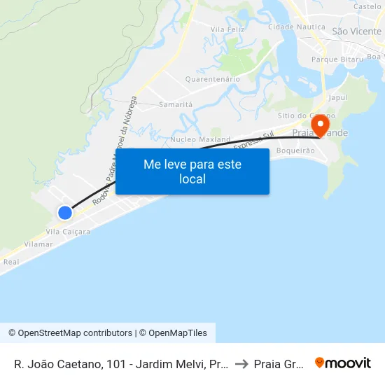 R. João Caetano, 101 - Jardim Melvi, Praia Grande to Praia Grande map