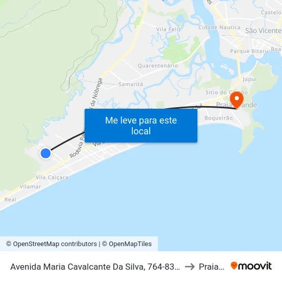 Avenida Maria Cavalcante Da Silva, 764-834 - Jardim Samambaia, Praia Grande to Praia Grande map