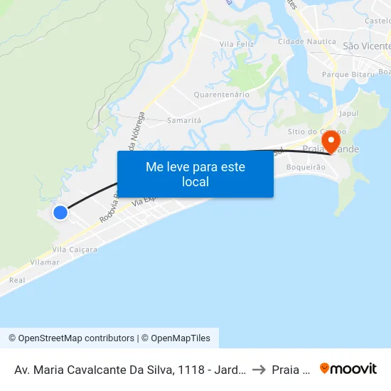 Av. Maria Cavalcante Da Silva, 1118 - Jardim Samambaia, Praia Grande to Praia Grande map