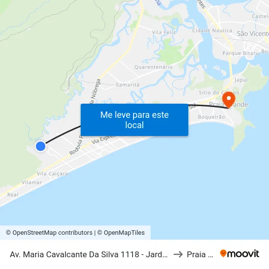 Av. Maria Cavalcante Da Silva 1118 - Jardim Samambaia, Praia Grande to Praia Grande map