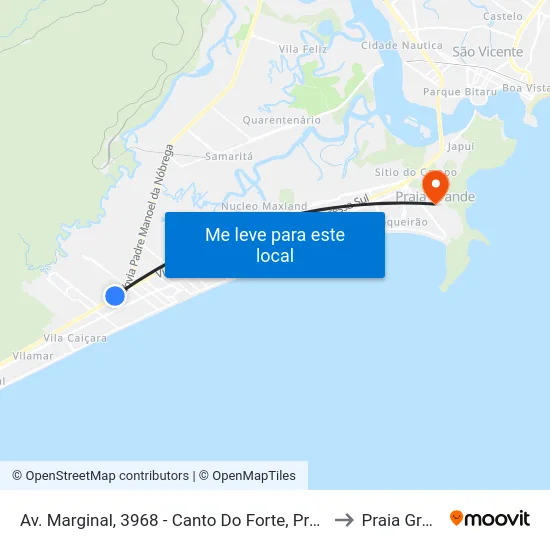 Av. Marginal, 3968 - Canto Do Forte, Praia Grande to Praia Grande map