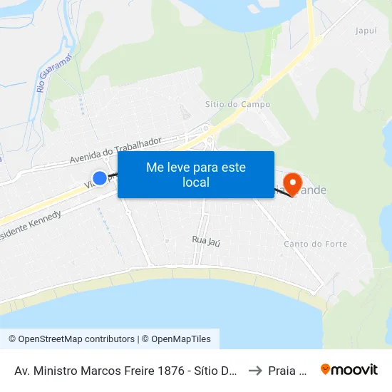 Av. Ministro Marcos Freire 1876 - Sítio Do Campo, Praia Grande to Praia Grande map