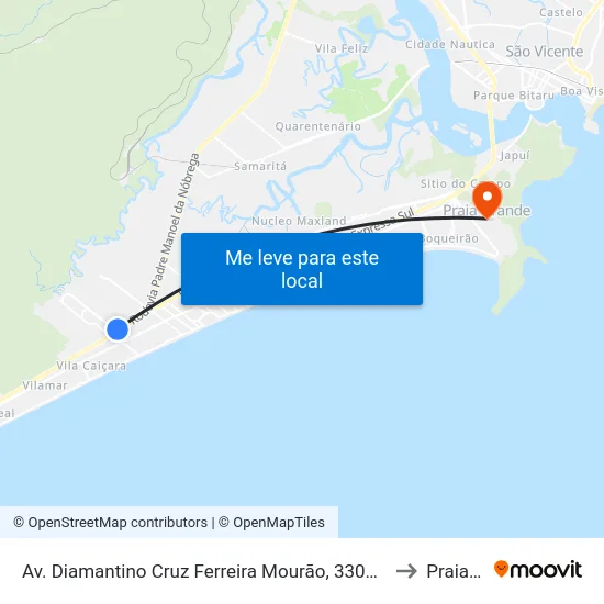 Av. Diamantino Cruz Ferreira Mourão, 3300 - Parque Das Americas, Praia Grande to Praia Grande map