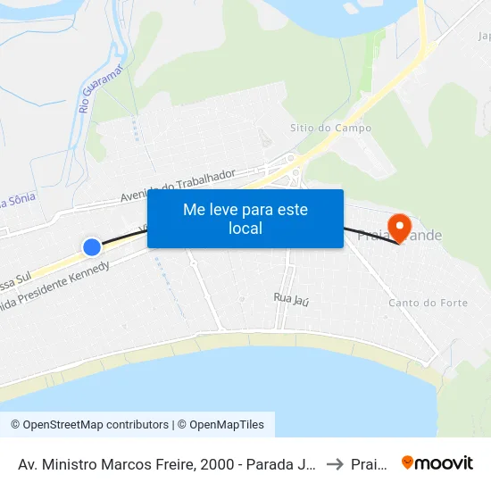 Av. Ministro Marcos Freire, 2000 - Parada Josias M. Da Silva - Jardim Gloria, Praia Grande to Praia Grande map