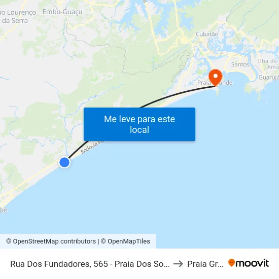 Rua Dos Fundadores, 565 - Praia Dos Sonhos, Itanhaém to Praia Grande map