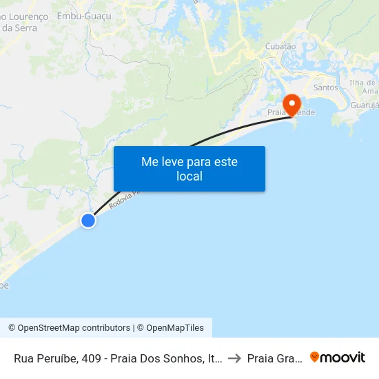 Rua Peruíbe, 409 - Praia Dos Sonhos, Itanhaém to Praia Grande map