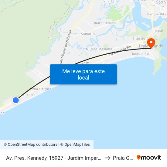 Av. Pres. Kennedy, 15927 - Jardim Imperador, Praia Grande to Praia Grande map