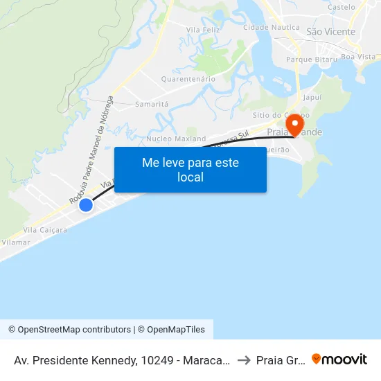 Av. Presidente Kennedy, 10249 - Maracanã, Praia Grande to Praia Grande map