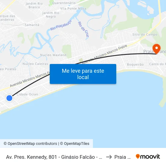 Av. Pres. Kennedy, 801 - Ginásio Falcão - Nova Mirim, Praia Grande to Praia Grande map