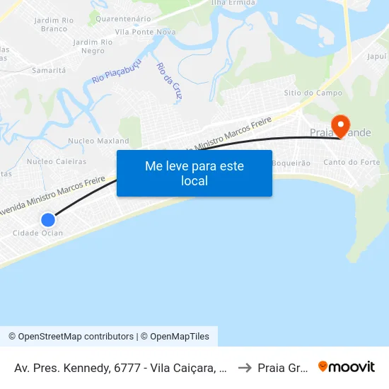 Av. Pres. Kennedy, 6777 - Vila Caiçara, Praia Grande to Praia Grande map