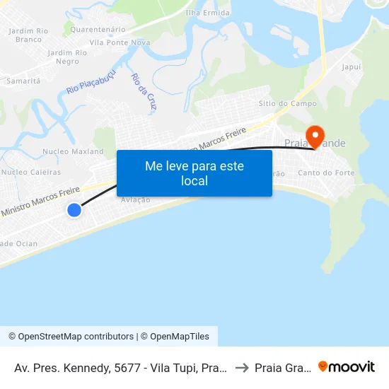 Av. Pres. Kennedy, 5677 - Vila Tupi, Praia Grande to Praia Grande map