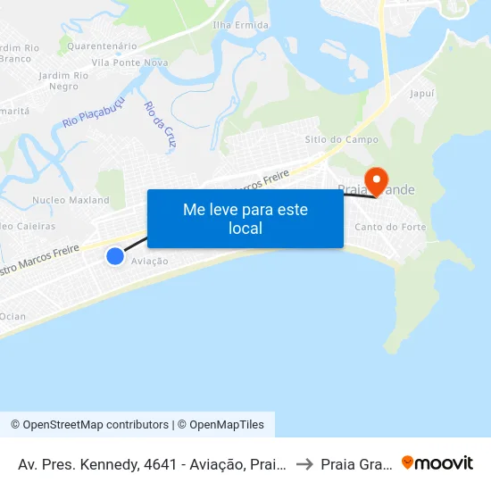Av. Pres. Kennedy, 4641 - Aviação, Praia Grande to Praia Grande map