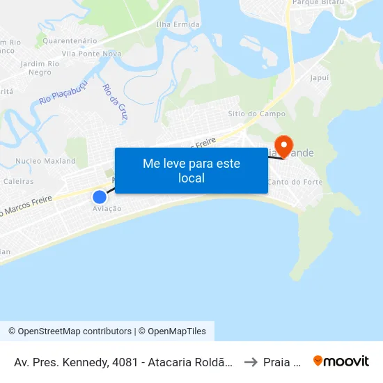 Av. Pres. Kennedy, 4081 - Atacaria Roldão - Aviação, Praia Grande to Praia Grande map