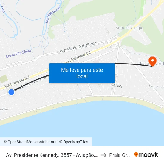 Av. Presidente Kennedy, 3557 - Aviação, Praia Grande to Praia Grande map