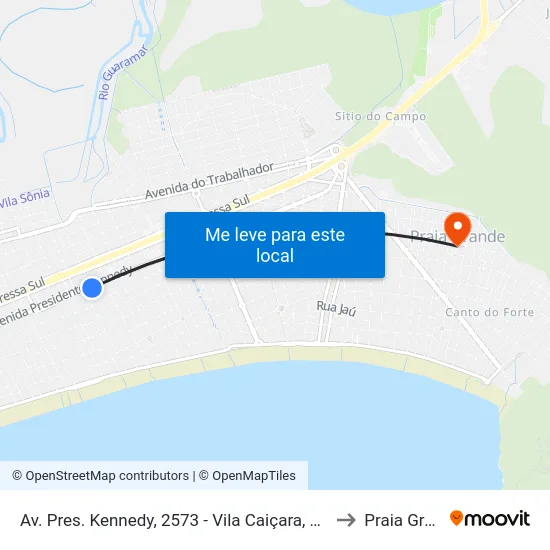 Av. Pres. Kennedy, 2573 - Vila Caiçara, Praia Grande to Praia Grande map