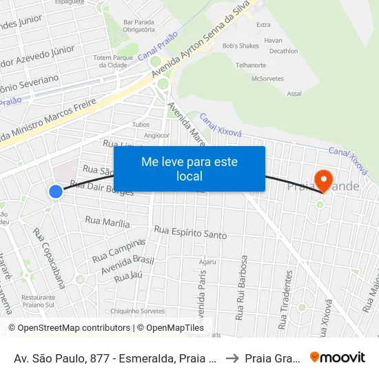 Av. São Paulo, 877 - Esmeralda, Praia Grande to Praia Grande map