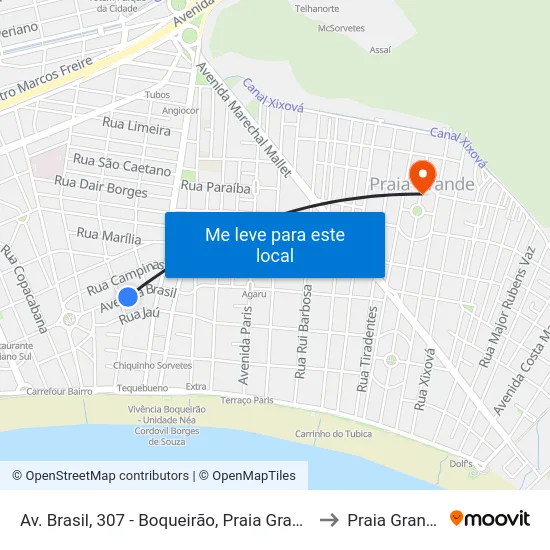Av. Brasil, 307 - Boqueirão, Praia Grande to Praia Grande map