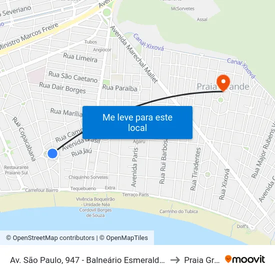 Av. São Paulo, 947 - Balneário Esmeralda, Praia Grande to Praia Grande map