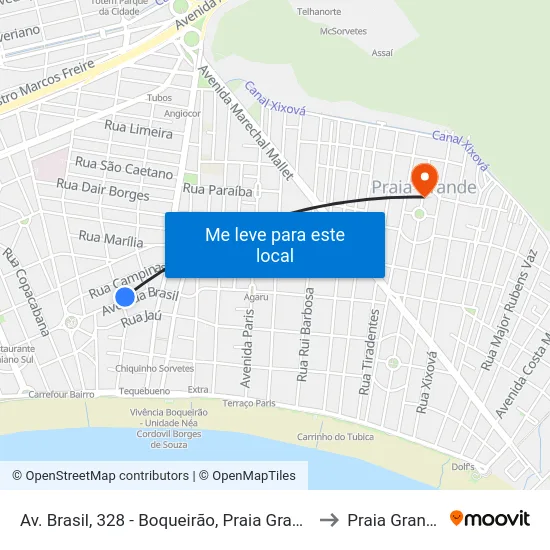 Av. Brasil, 328 - Boqueirão, Praia Grande to Praia Grande map