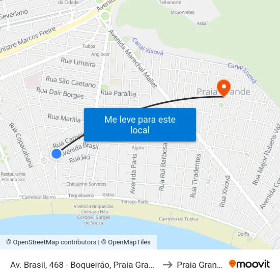 Av. Brasil, 468 - Boqueirão, Praia Grande to Praia Grande map