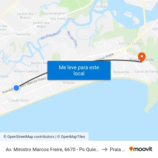 Av. Ministro Marcos Freire, 6670 - Ps Quietude - Quietude, Praia Grande to Praia Grande map