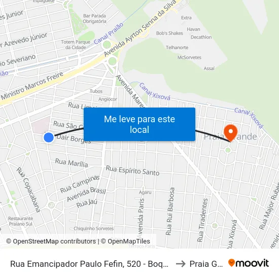 Rua Emancipador Paulo Fefin, 520 - Boqueirão, Praia Grande to Praia Grande map
