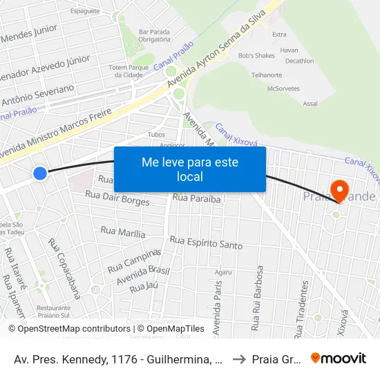 Av. Pres. Kennedy, 1176 - Guilhermina, Praia Grande to Praia Grande map