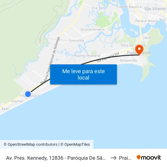 Av. Pres. Kennedy, 12836 - Paróquia De São Pedro Apóstolo - Vila Caiçara, Praia Grande to Praia Grande map