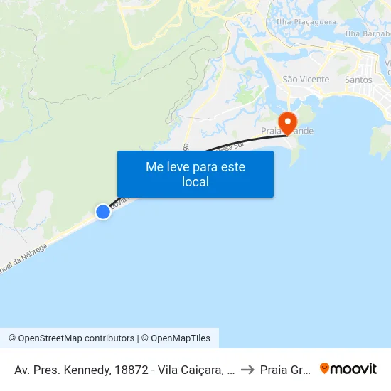 Av. Pres. Kennedy, 18872 - Vila Caiçara, Praia Grande to Praia Grande map