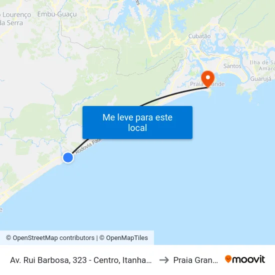 Av. Rui Barbosa, 323 - Centro, Itanhaém to Praia Grande map