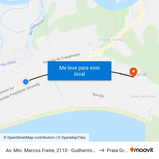 Av. Min. Marcos Freire, 2110 - Guilhermina, Praia Grande to Praia Grande map