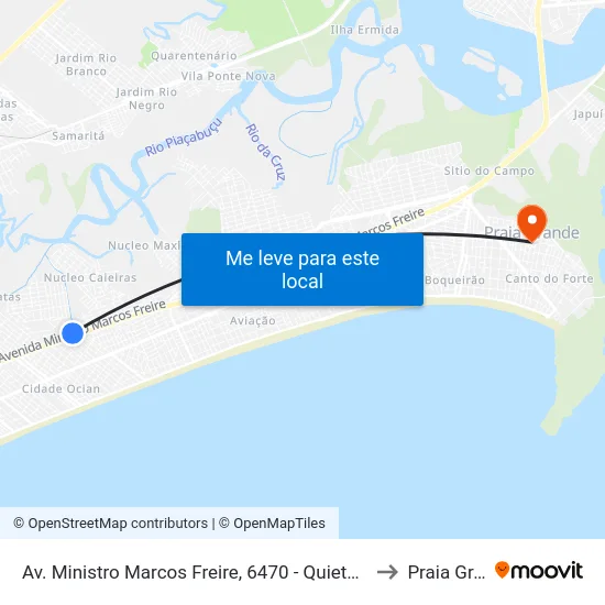 Av. Ministro Marcos Freire, 6470 - Quietude, Praia Grande to Praia Grande map