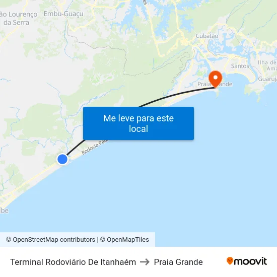 Terminal Rodoviário De Itanhaém to Praia Grande map