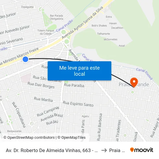 Av. Dr. Roberto De Almeida Vinhas, 663 - Boqueirão, Praia Grande to Praia Grande map