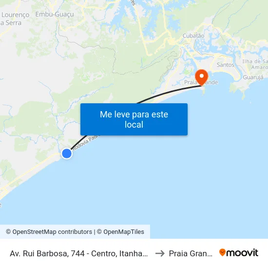 Av. Rui Barbosa, 744 - Centro, Itanhaém to Praia Grande map