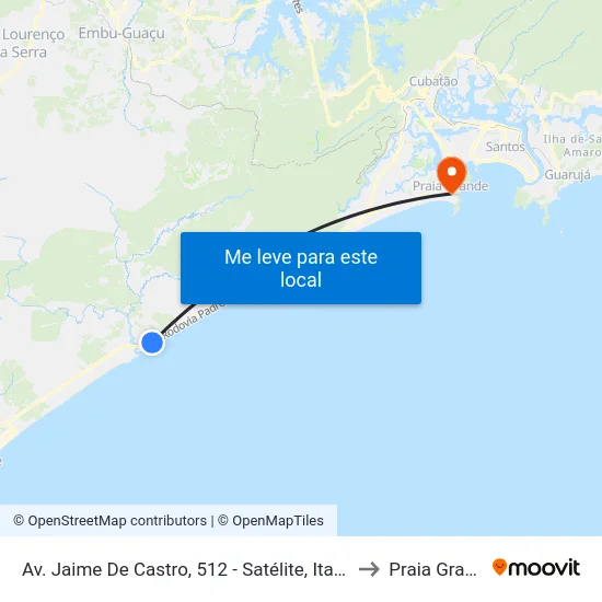 Av. Jaime De Castro, 512 - Satélite, Itanhaém to Praia Grande map