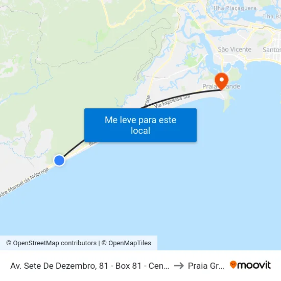 Av. Sete De Dezembro, 81 - Box 81 - Centro, Mongaguá to Praia Grande map