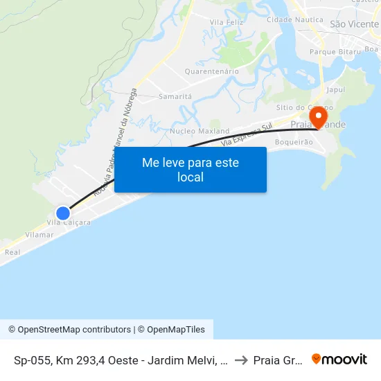 Sp-055, Km 293,4 Oeste - Jardim Melvi, Praia Grande to Praia Grande map