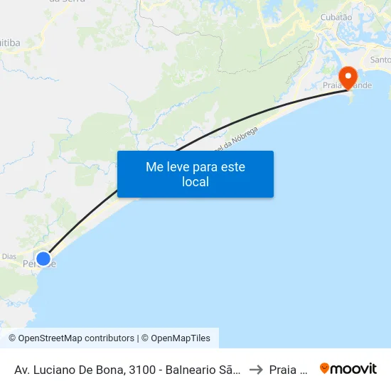 Av. Luciano De Bona, 3100 - Balneario São João Batista Ii, Peruíbe to Praia Grande map