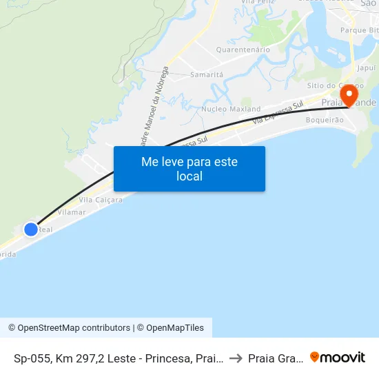 Sp-055, Km 297,2 Leste - Princesa, Praia Grande to Praia Grande map